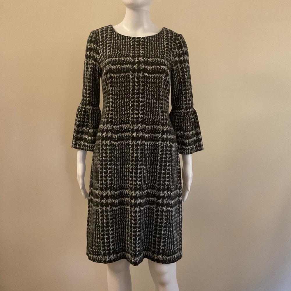 Talbots Stretch Knit Houndstooth Shift Dress~Size… - image 1